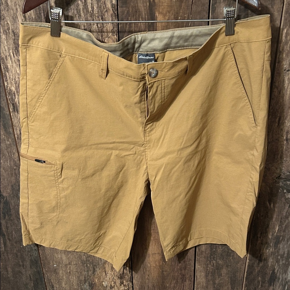 Eddie Bauer Tan Flat Front Shorts Relaxed Fit